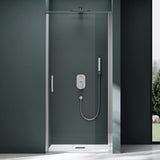 glasvilla Box Doccia a Nicchia in Vetro di Sicurezza 8mm con Meccanismo di Sollevamento e Abbassamento Cabina Doccia Cromata e Nera in Vetro Trasparente e Parzialmente Smerigliato Box Doccia con Rivestimento Nano Teramo36K