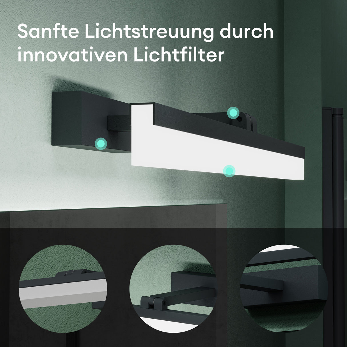 lampada da specchio glasvilla 40cm lampada da bagno a LED | Lampada da specchio, lampada da bagno 6000K | Luxaris 9W girevole a 180° 