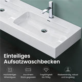 glasvilla Lavabo da Appoggio da Marmo Fuso Lavandino Bagno Sospeso con Due Fori per la Rubinetteria Colossum830