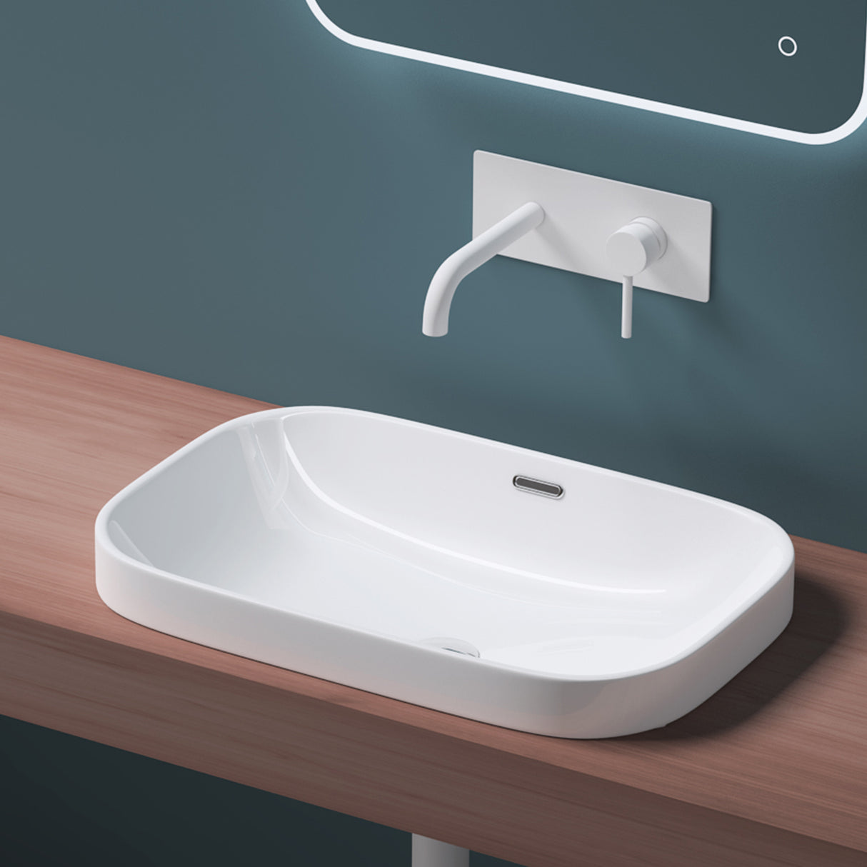 Lavabo da appoggio Glasvilla con rivestimento nano, in ceramica bianca Brüssel5082
