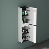 Glasvilla Verona – Armario auxiliar de baño suspendido con 2 puertas y 4 compartimentos (35×20×120 cm)