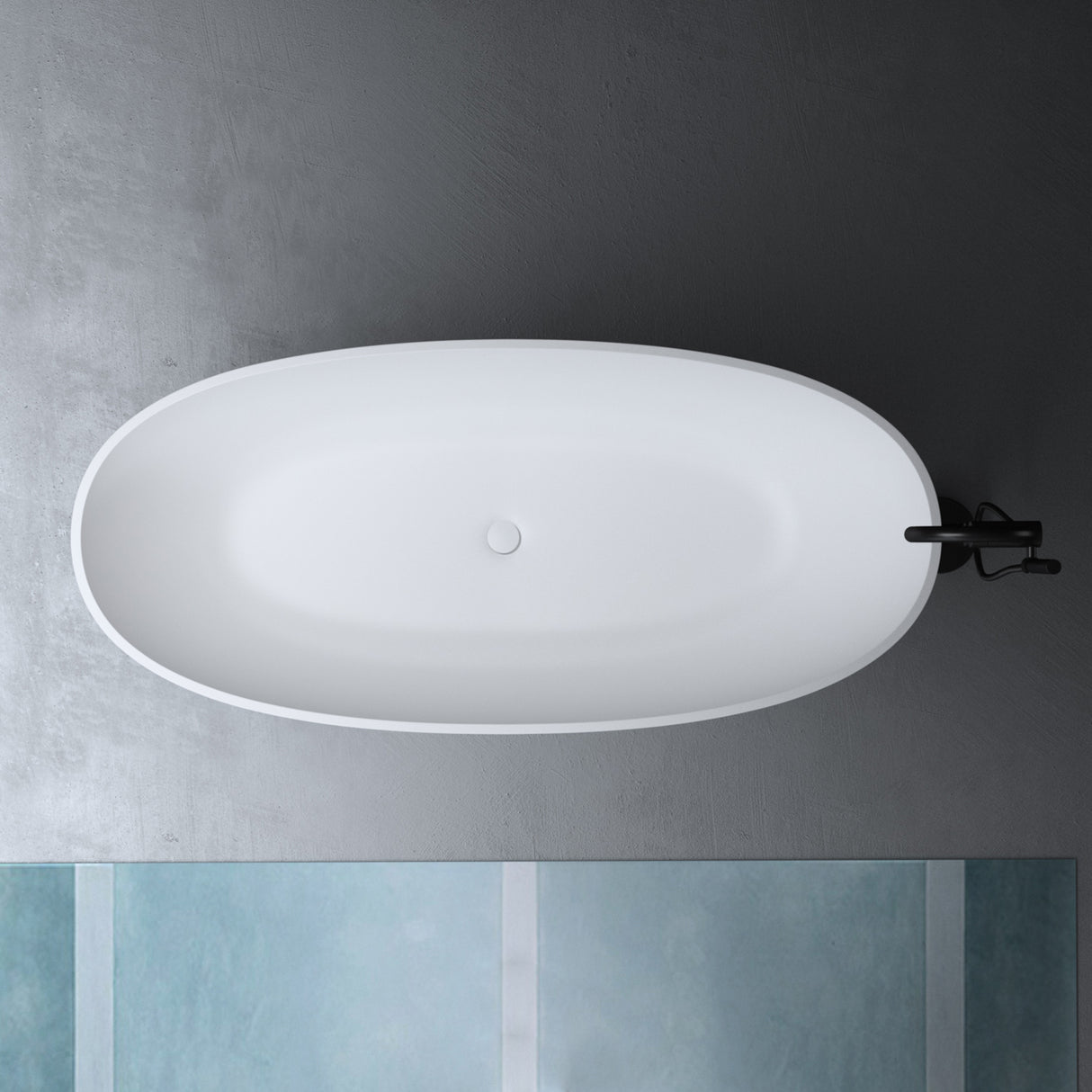 glasvilla Vasca da Bagno Freestanding, Vasca da Bagno in Marmo Fuso con Rivestimento Nano, Bianca Opaca