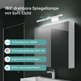glasvilla Armadietto a Specchio con Lampada da Specchio LED per Bagno, Mobiletto da Parete per Bagno con Specchio e Luce a Specchio Spiegelschrank 02