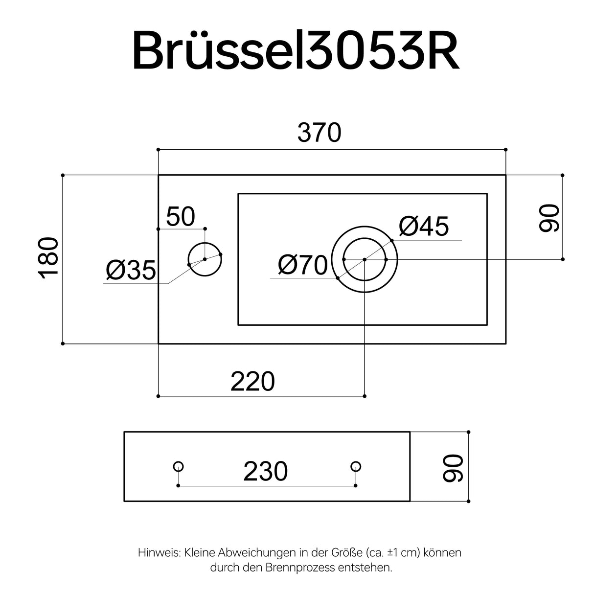 Lavabo Glasvilla pour WC invités, lavabo suspendu en céramique blanche avec nano-revêtement, Bruxelles 3053