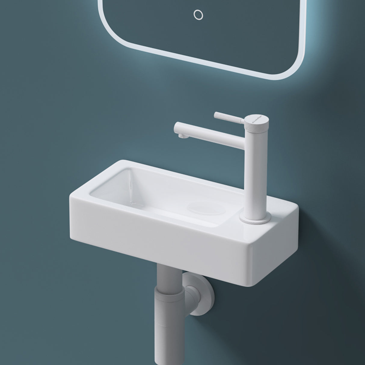 glasvilla Lavabo Bagno Sospeso in Ceramica Lavandino Bagno Rettagolare con Nano Rivestimenti Bianco Brüssel3053