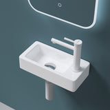 glasvilla Lavabo Bagno Sospeso in Ceramica Lavandino Bagno Rettagolare con Nano Rivestimenti Bianco Brüssel3053