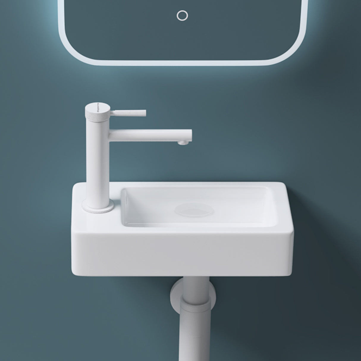 glasvilla Lavabo Bagno Sospeso in Ceramica Lavandino Bagno Rettagolare con Nano Rivestimenti Bianco Brüssel3053