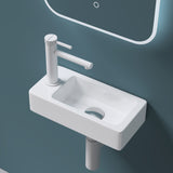 glasvilla Lavabo Bagno Sospeso in Ceramica Lavandino Bagno Rettagolare con Nano Rivestimenti Bianco Brüssel3053