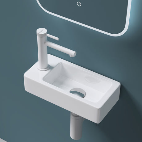 glasvilla Lavabo Bagno Sospeso in Ceramica Lavandino Bagno Rettagolare con Nano Rivestimenti Bianco Brüssel3053