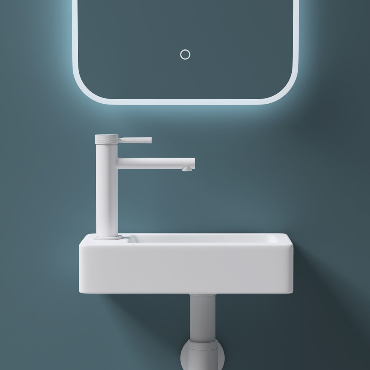 glasvilla Lavabo Bagno Sospeso in Ceramica Lavandino Bagno Rettagolare con Nano Rivestimenti Bianco Brüssel3053