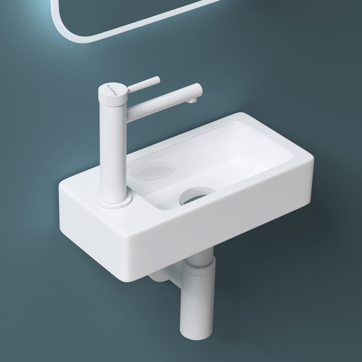 glasvilla Lavabo Bagno Sospeso in Ceramica Lavandino Bagno Rettagolare con Nano Rivestimenti Bianco Brüssel3053