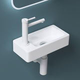 glasvilla Lavabo Bagno Sospeso in Ceramica Lavandino Bagno Rettagolare con Nano Rivestimenti Bianco Brüssel3053