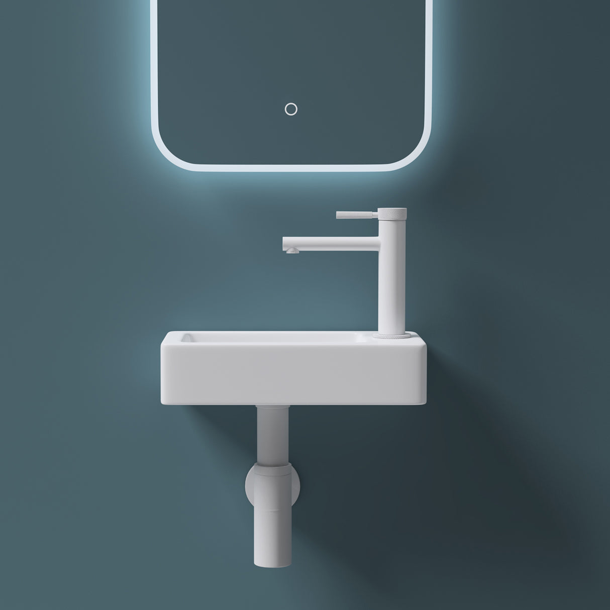 glasvilla Lavabo Bagno Sospeso in Ceramica Lavandino Bagno Rettagolare con Nano Rivestimenti Bianco Brüssel3053