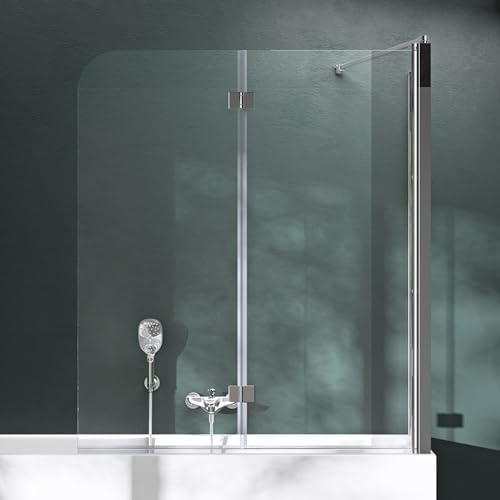glasvilla Parete Vasca da Bagno Parete Schermo Doccia per Vasca da Bagno Parete Pieghevole per Vasca da Bagno in Vetro Trasparente 6mm con Nano Rivestimenti Cortona113