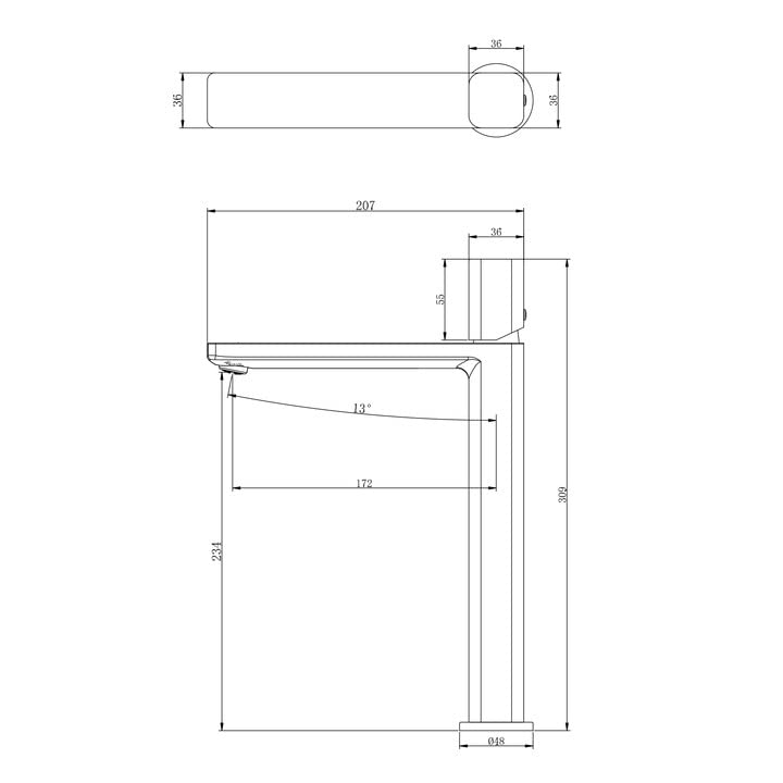 glasvilla Rubinetto Miscelatore per Lavabo Monocomando Rubinetto Bagno per Bidet Lavandino WAO-7901
