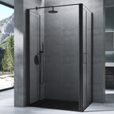 glasvilla Box Doccia in Vetro 8 mm Cabina Bagno Cromo e Nero con Porte Girevole Cabina Doccia in Vetro di Sicurezza ESG con Rivestimento Nano Ravenna66K