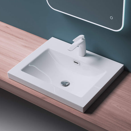 glasvilla Lavabo Incasso da Marmo fuso Lavabo Sottopiano Rettangolare Lavandino Bagno con 1 Foro per Rubinetto e Troppopieno Col01