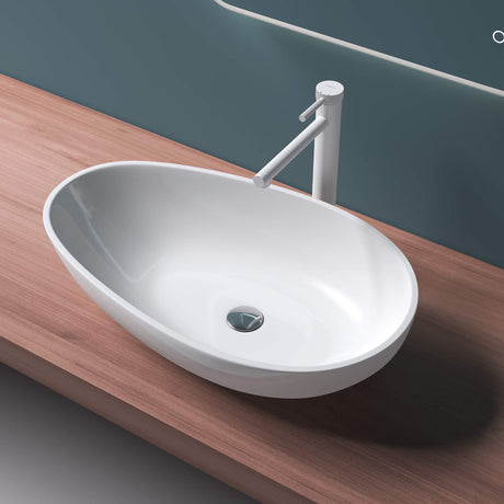 lavabo glasvilla ovale Col809 lavabo da appoggio senza foro rubinetto e troppo pieno