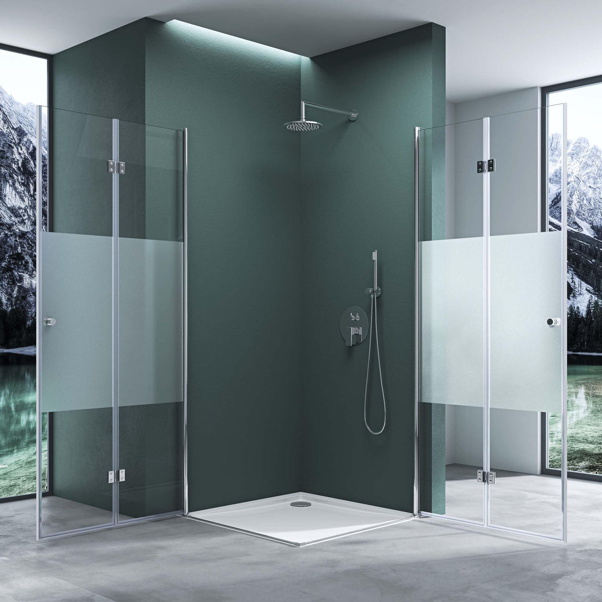 glasvilla Box Doccia con Porte Pieghevole a 180°in Vetro Parzialmente Smerigliato Box Cabina Doccia Angolare con Effetto Loto Ravenna26