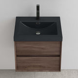 glasvilla Mobile Bagno Sospeso con 2 Cassetti di Chiusura Soft Close, Mobiletto per Bagno con Lavabo da Marmo Fuso, Lavabo da Appoggio Antracite Opaco, Rimo