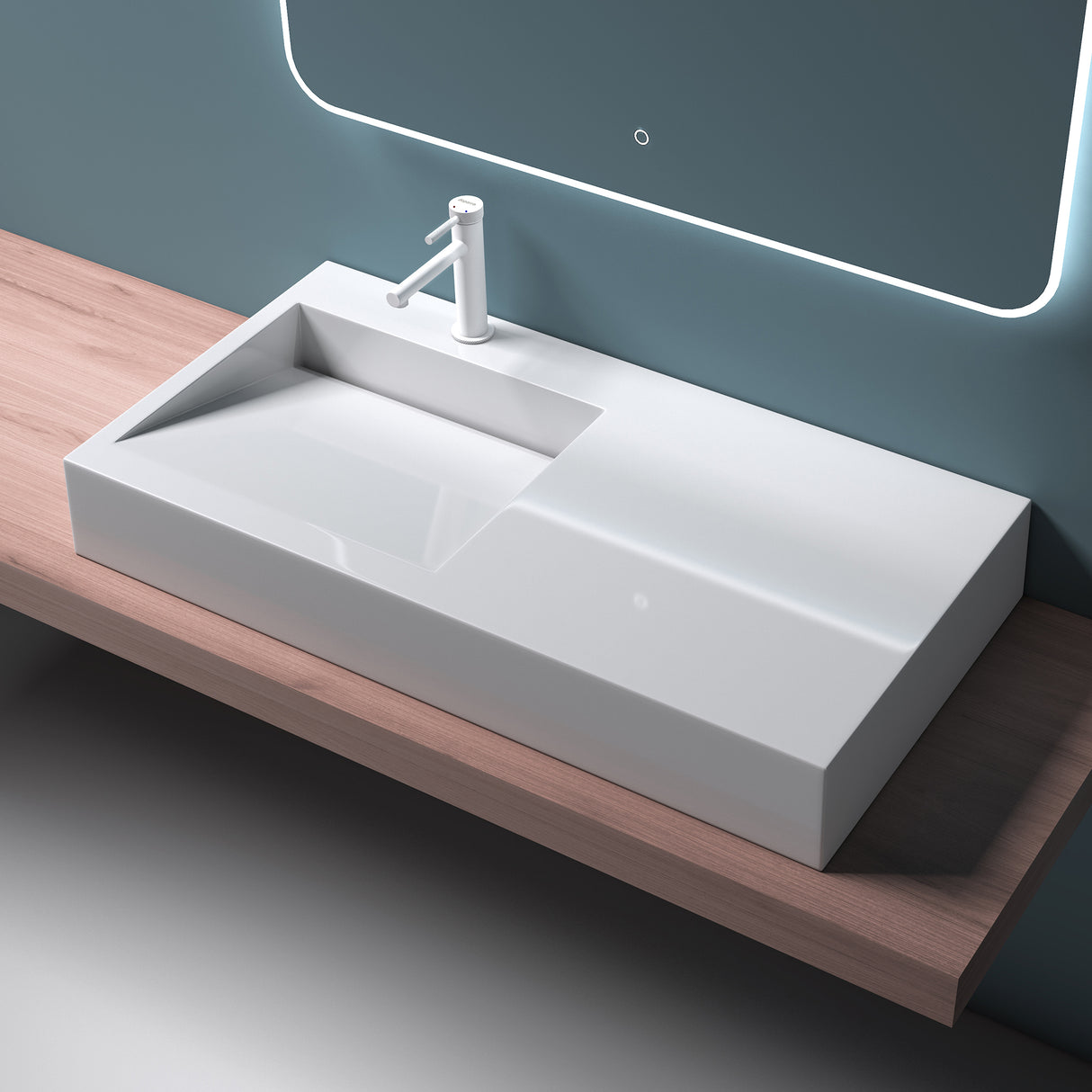 glasvilla Lavabo da Appoggio da Marmo Fuso Lavabo Bagno Sospeso Lavandino Bagno Rettangolare Col11
