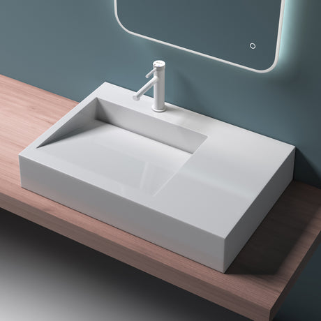 glasvilla Lavabo da Appoggio da Marmo Fuso Lavabo Bagno Sospeso Lavandino Bagno Rettangolare Col11