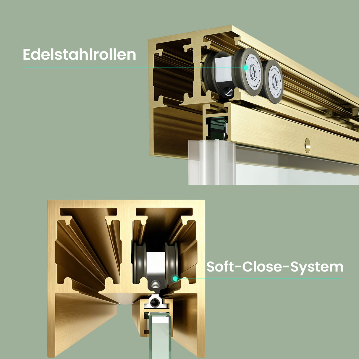 glasvilla Duschtür Nischentür dusche mit Doppelschiebetür Duschakbine Duschabtrennung, 8mm Sicherheitsglas mit Nanobeschichtung, Soft-Close-System Teramo67K