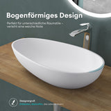 lavabo ovalado de encimera sin orificio para grifo y desagüe Col809