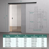 glasvilla Glasschiebetür komplettset Zimmertür Mate Negro 8mm ESG-Sicherheitsglas, Schiebetür Glas negro cepillado con riel de aluminio Muranino-001