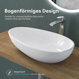 lavabo ovalado de encimera sin orificio para grifo y desagüe Col809