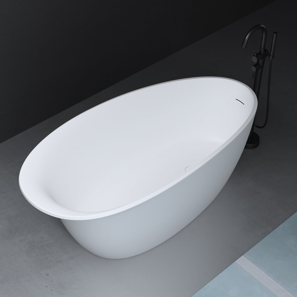 glasvilla Vasca da Bagno Freestanding, Vasca da Bagno in Marmo Fuso con Rivestimento Nano, Bianca Opaca
