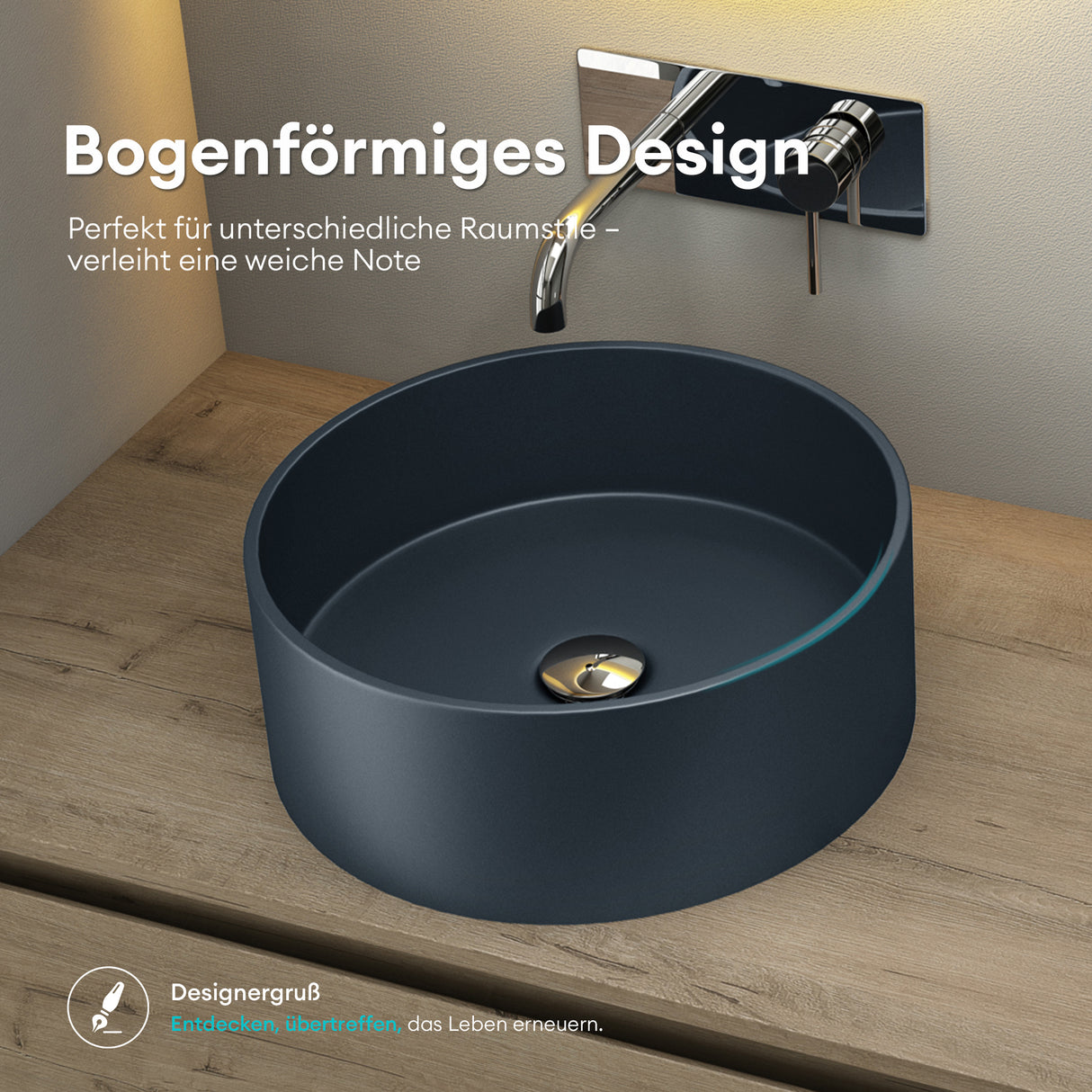 Vasque ronde Glasvilla 40x40x15cm Col804 à poser, sans trou de robinetterie ni trop-plein