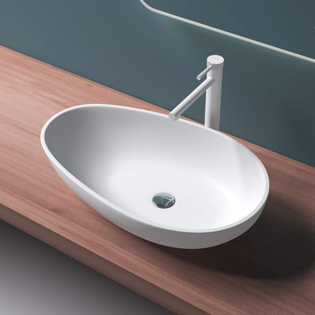 lavabo glasvilla ovale Col809 lavabo da appoggio senza foro rubinetto e troppo pieno