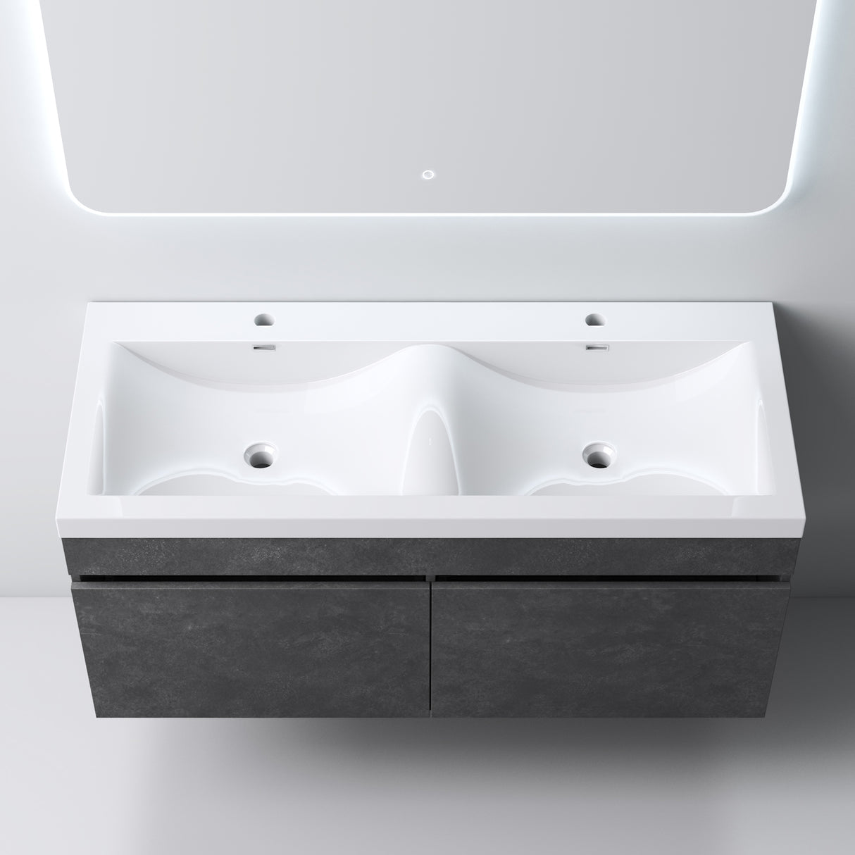 glasvilla Mobile Bagno Sospeso Mobili da Bagno con Lavabo da Marmo fuso, Botanica