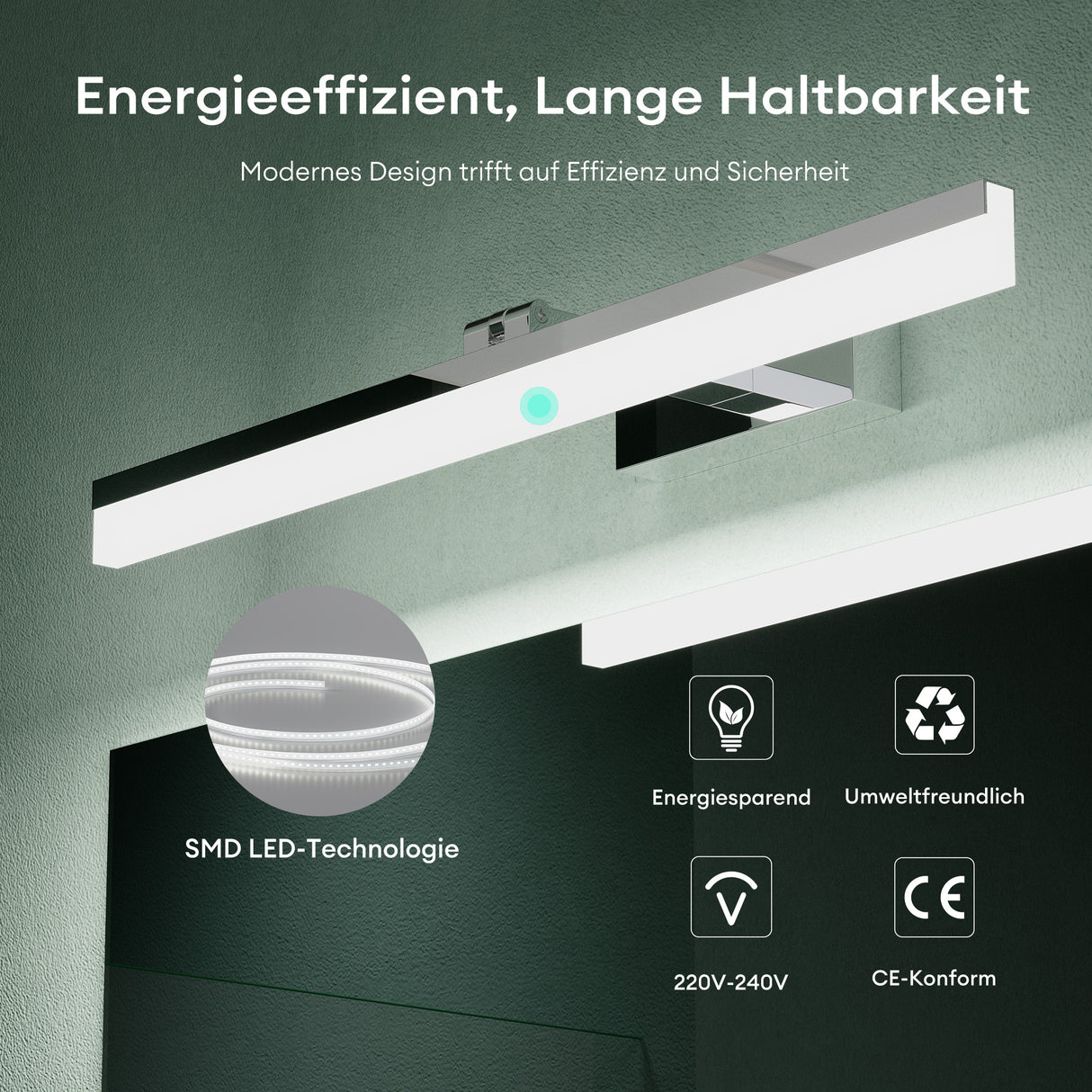 lampada da specchio glasvilla 40cm lampada da bagno a LED | Lampada da specchio, lampada da bagno 6000K | Luxaris 9W girevole a 180° 