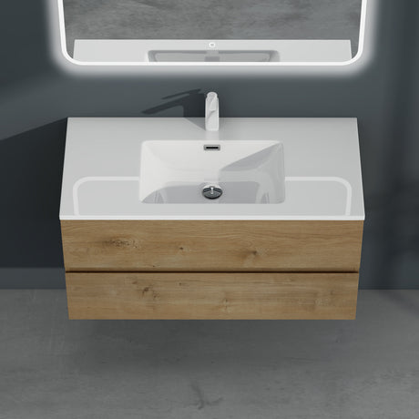 glasvilla Badmöbel-Set Waschtisch mit Unterschrank inkl. Soft-Close Waschbecken aus Mineralguss mit 2 Schubladen, Serie Aqualis