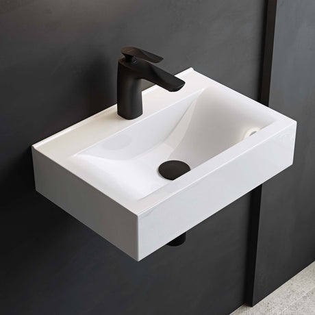 glasvilla Lavabo da Appoggio 45x30.5x10.5cm in Ceramica Lavabo Bagno Sospeso Lavandino Bagno da Appoggio Bianco con Nano-rivestimento Brüssel118c