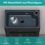 glasvilla Mobile Bagno Sospeso Include Lavabo da Minerale fuso Antracite opaco e Specchio LED Mobile da Bagno 46x26x63cm Pisa