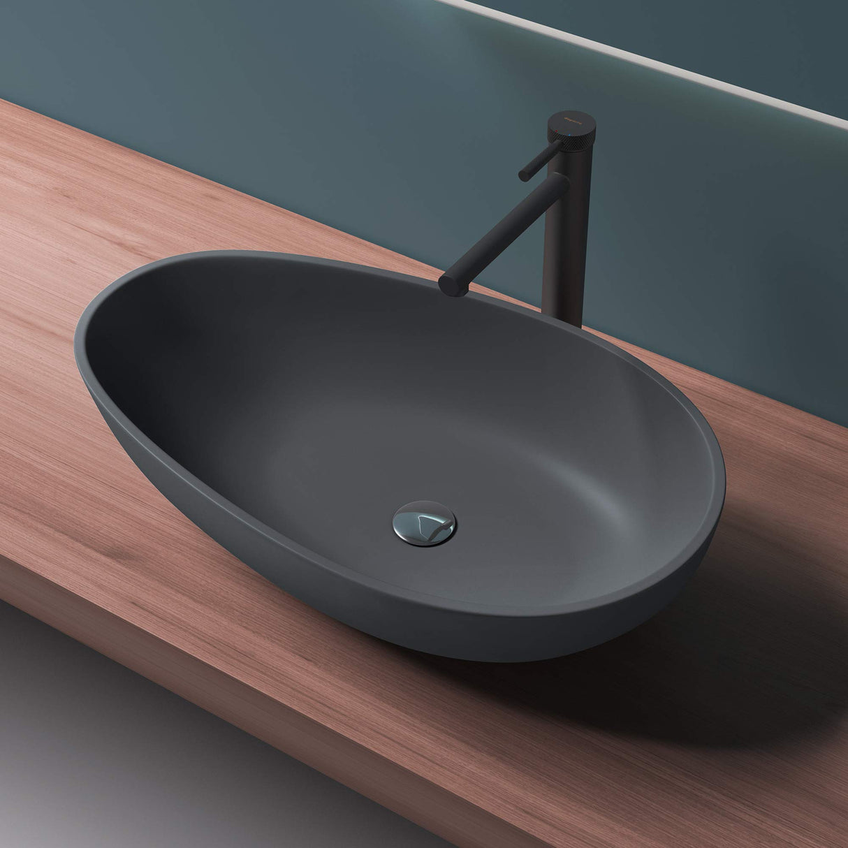 glasvilla Lavabo da Appoggio da Marmo Fuso Lavandino Bagno Ovale senza Foro per Rubinetto e Troppopieno Col809