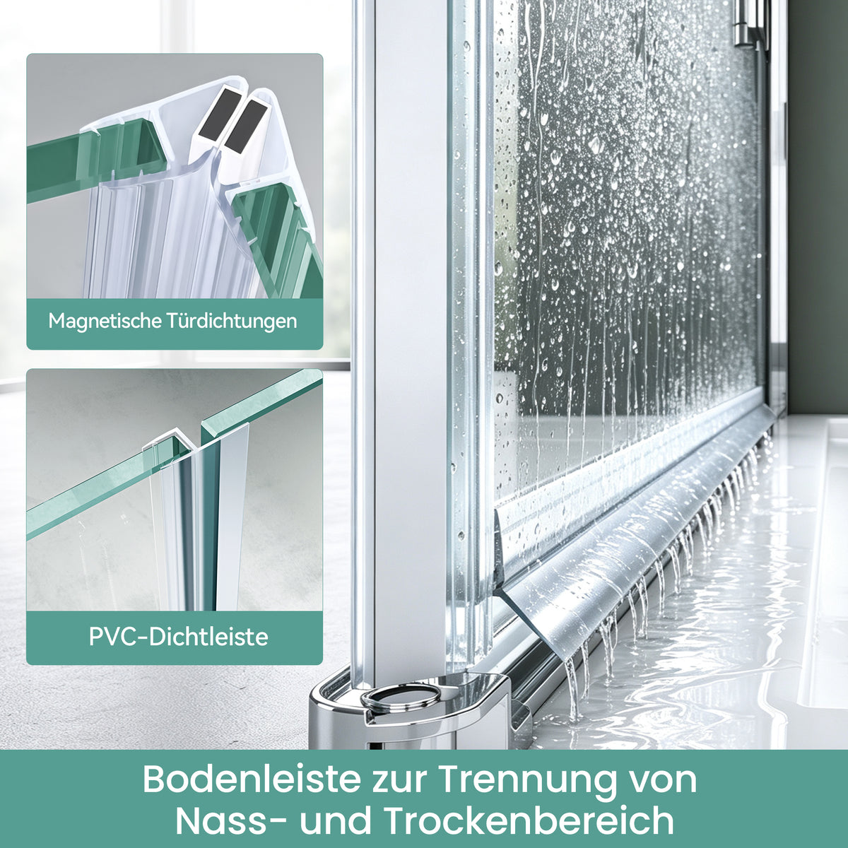 glasvilla Cabine de Douche en Verre de Sécurité 6mm avec Revêtement NANO Facile à Nettoyer Paroi de Douche Cloison de Douche R05K