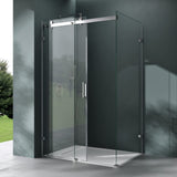 Box doccia Glasvilla con porta scorrevole angolare, in acciaio ESG da 8 mm con rivestimento NANO, supporto doccia a 4 punti Rav17-2K