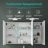 glasvilla Armadietto a Specchio con Lampada da Specchio LED per Bagno, Mobiletto da Parete per Bagno con Specchio e Luce a Specchio Spiegelschrank 02