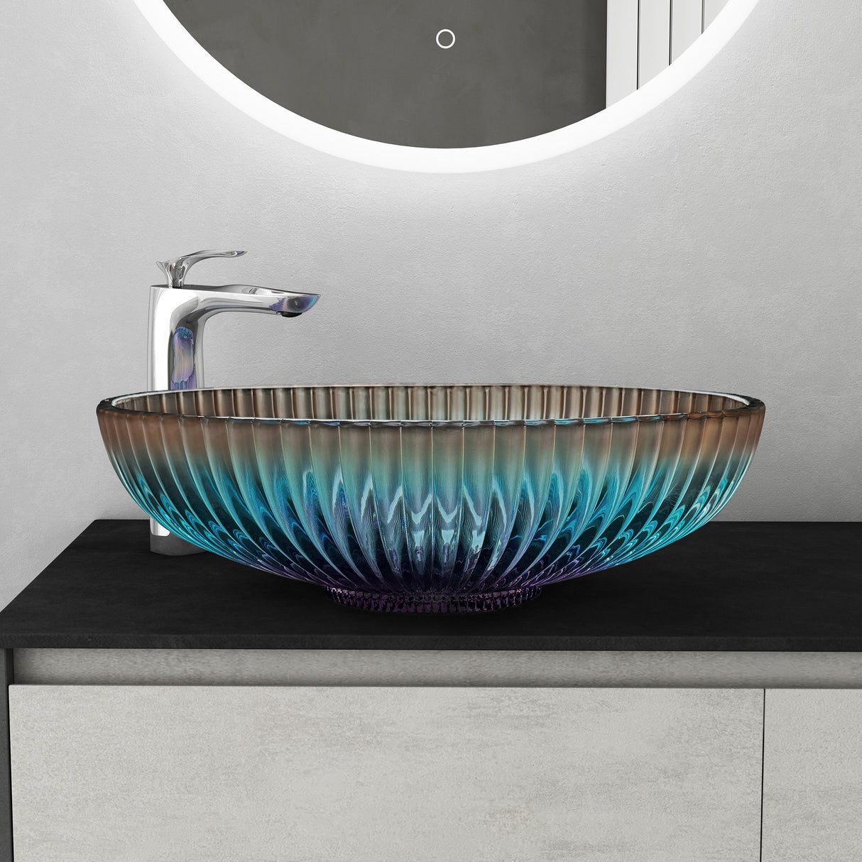 lavabo Glasvilla en verre, vasque à poser, lavabo ovale