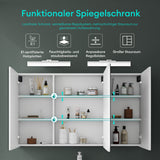 glasvilla Armadietto a Specchio con Lampada da Specchio LED per Bagno, Specchiera Bagno Mobilettto da Parete con Luce a Specchio Girevole a 180° Luxaris