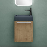 glasvilla Mobile Bagno Sospeso Include Lavabo da Minerale fuso Antracite opaco e Specchio LED Mobile da Bagno 46x26x63cm Pisa