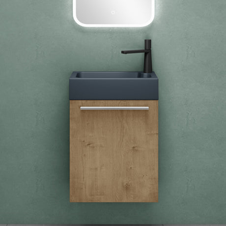 glasvilla Badmöbelset Badezimmermöbel Waschbeckenunterschrank inkl. Waschbecken Anthrazit matt und LED-Badspiegel BxTxH 46x26x63 cm Pisa