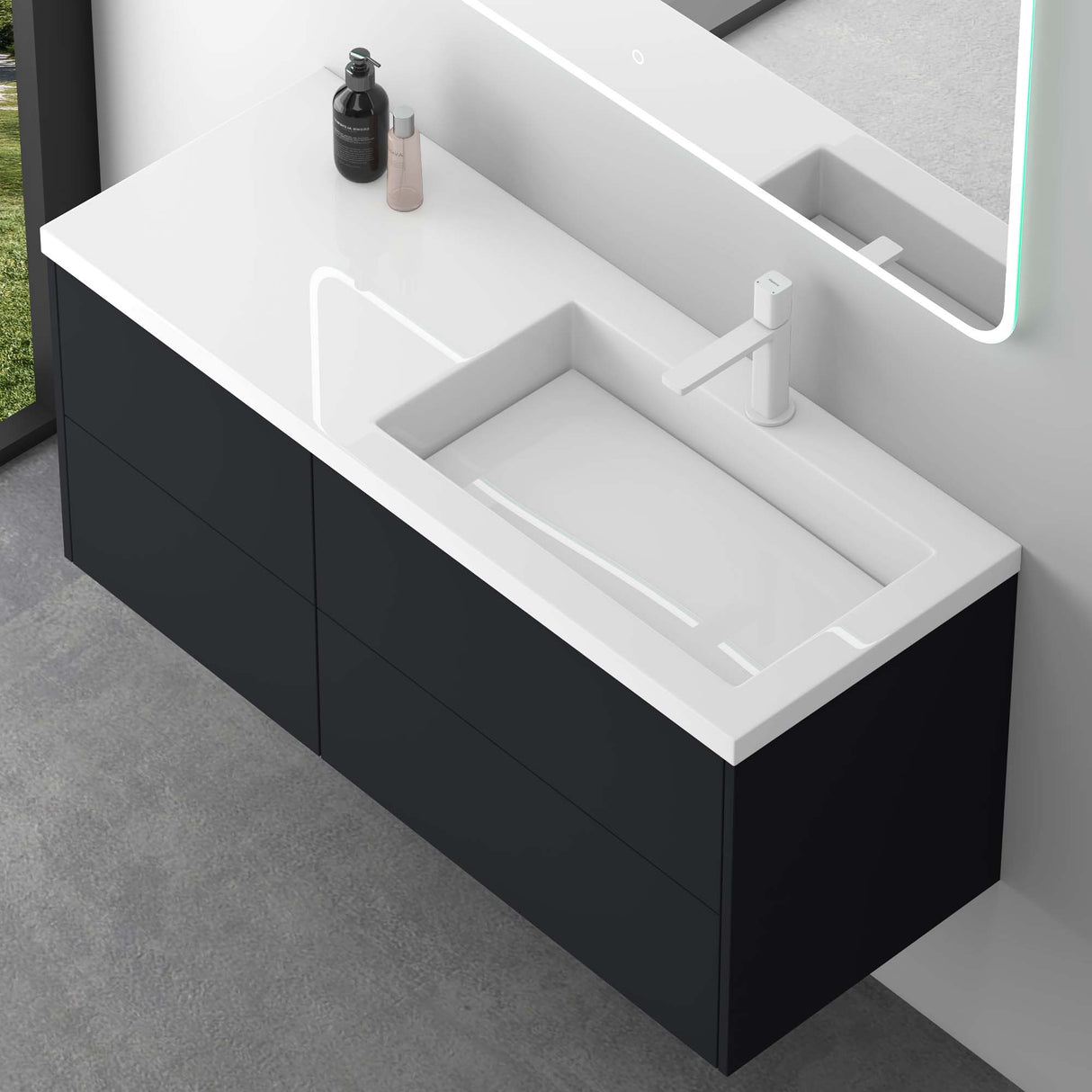 Set di mobili da bagno Glasvilla, mobile lavabo da 120 cm, mobile lavabo con base a chiusura ammortizzata, 4 cassetti, mobili da bagno Moment