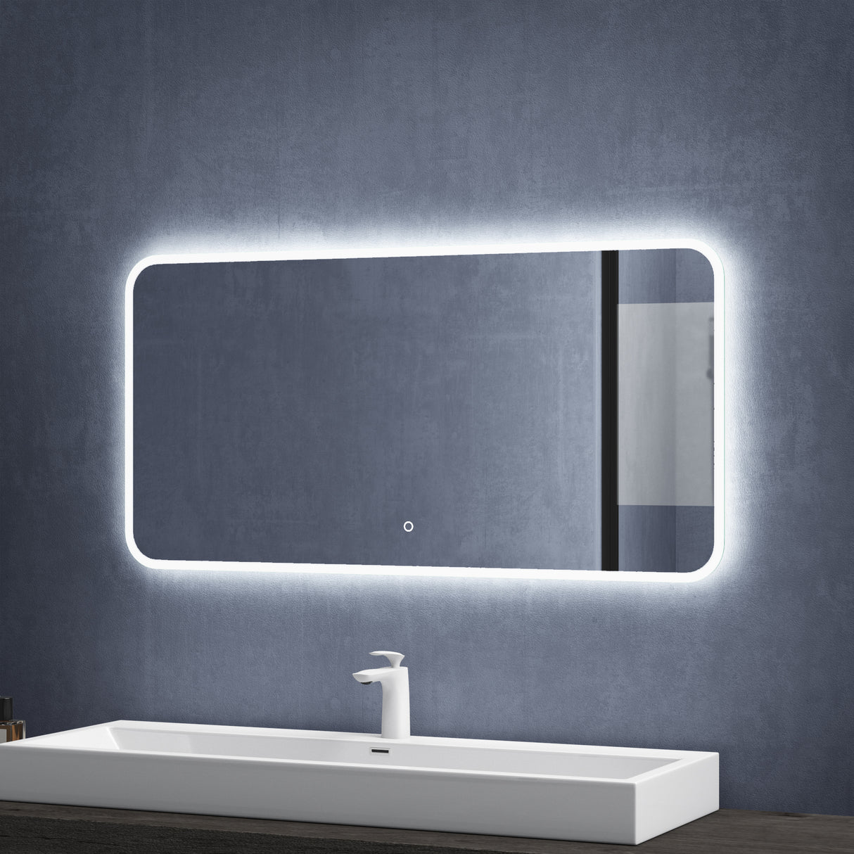 glasvilla Specchio da Bagno Appeso Specchio a LED con Interruttore Touch Specchio da Parete per Il Trucco Anti-Appannamento