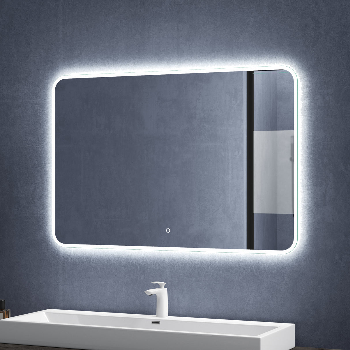 glasvilla Specchio da Bagno Appeso Specchio a LED con Interruttore Touch Specchio da Parete per Il Trucco Anti-Appannamento