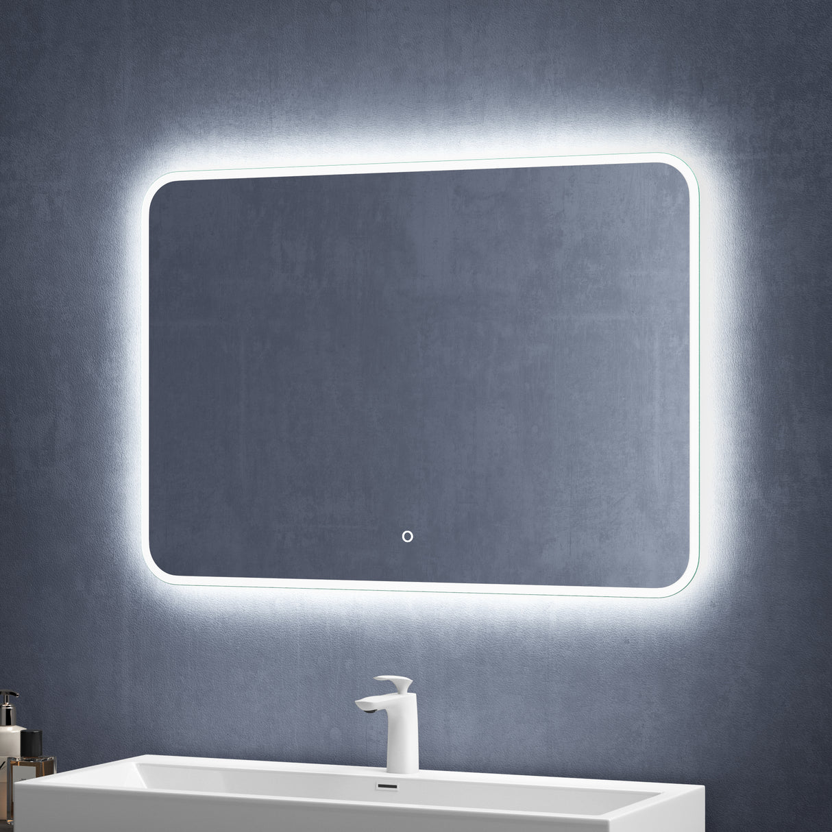 glasvilla Specchio da Bagno Appeso Specchio a LED con Interruttore Touch Specchio da Parete per Il Trucco Anti-Appannamento